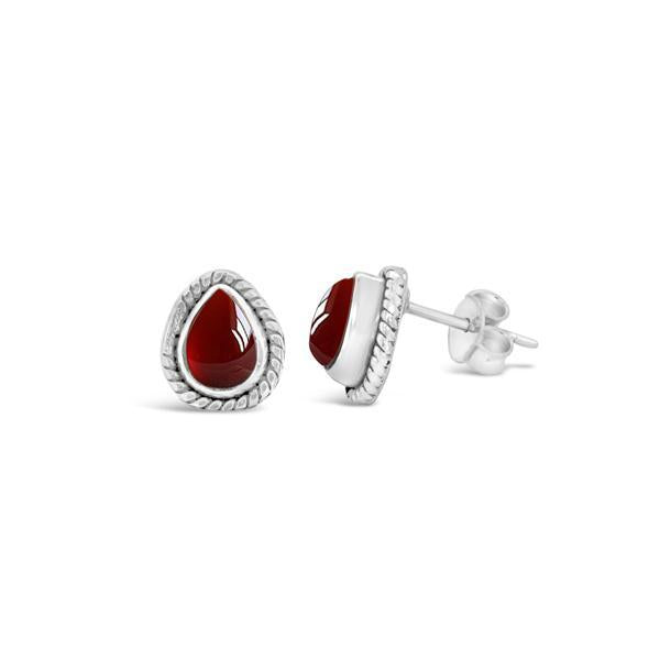 Sterling Silver Garnet Stud Earring 
