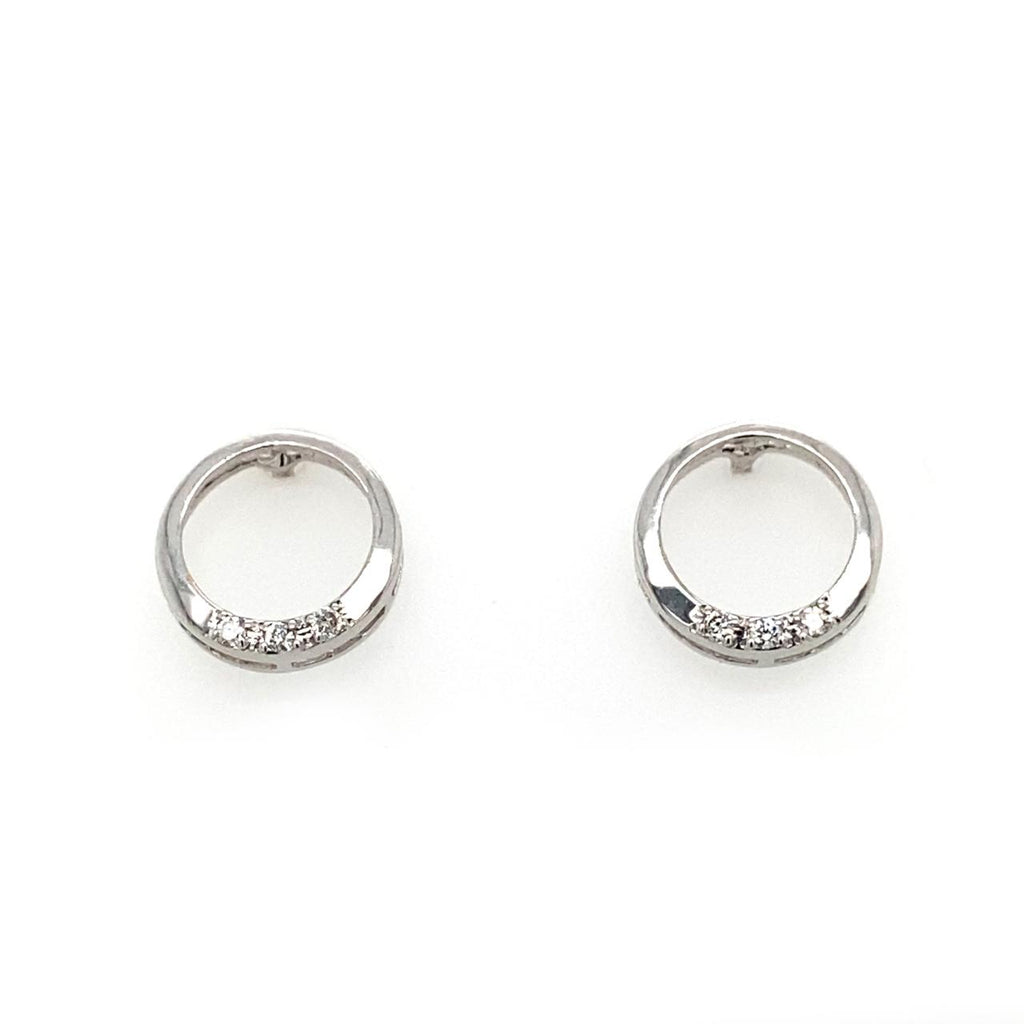  	9ct White Gold Circular Diamond Earrings