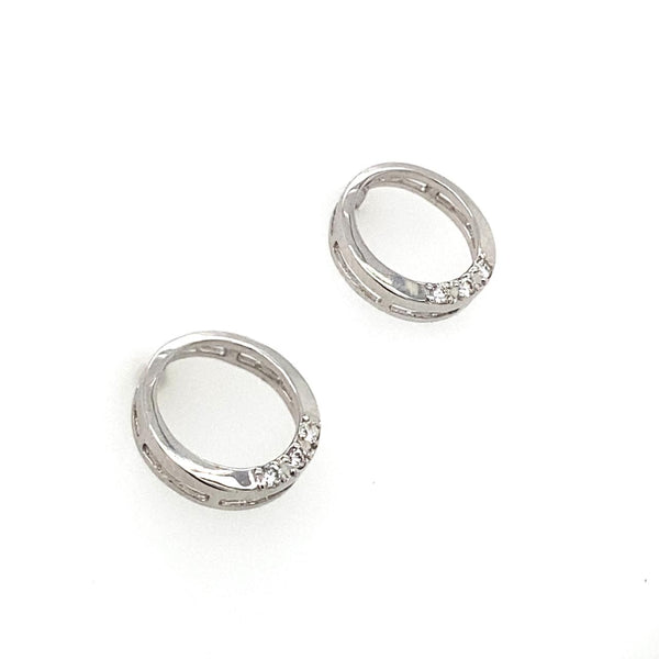  	9ct White Gold Circular Diamond Earrings