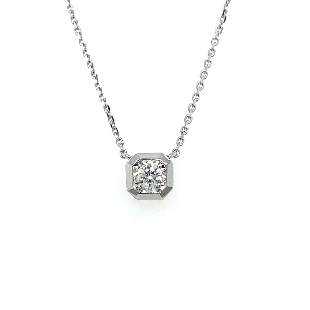 9ct White Gold Diamond Pendant on fine chain