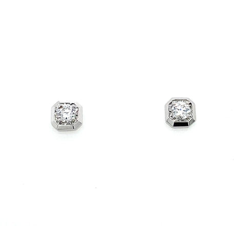 9ct White Gold Diamond Stud Earrings