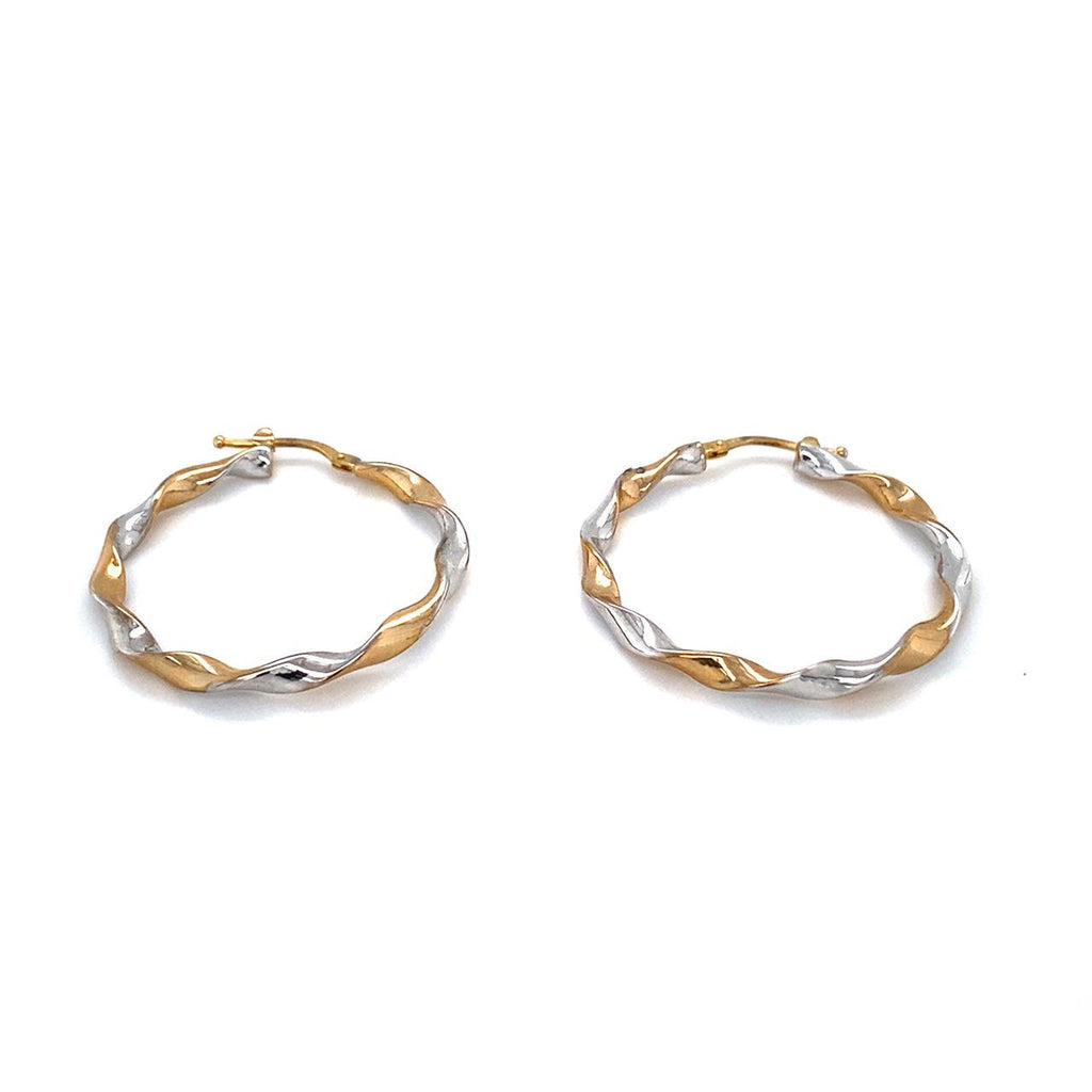  	9ct 2tone Twisted Hoop Earrings