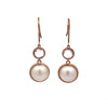 9ct Rose Gold Mabe Pearl And Rose Quartz Earrings 