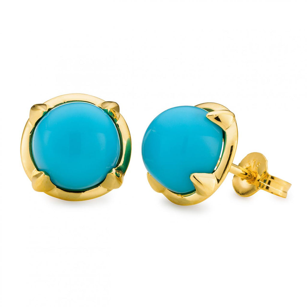 9ct Yellow Gold Turquoise Stud Earrings