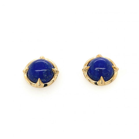 9ct Yellow Gold Lapis Stud Earrings