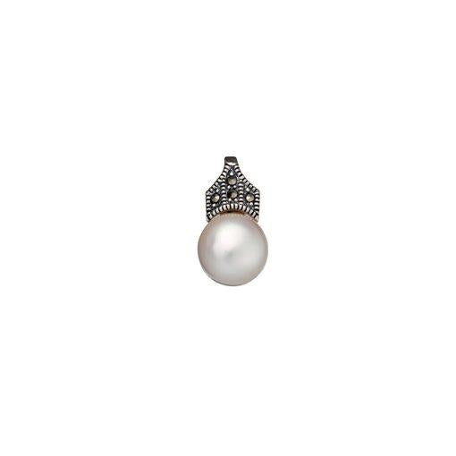 Sterling Silver Marcasite And Freshwater Pearl Pendant