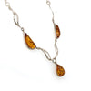 Sterling Silver 3 x Amber Necklace