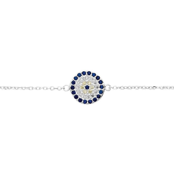 Sterling Silver Bracelet With CZ And Blue Stones