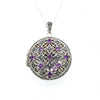 Sterling Silver Marcasite and Amethyst Locket Pendant