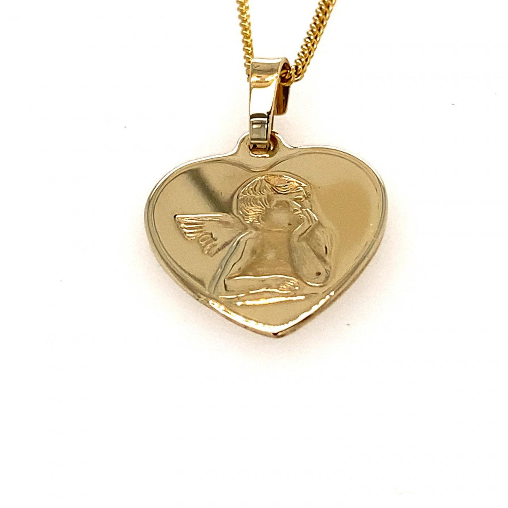 9ct Yellow Gold Angel in Heart Charm