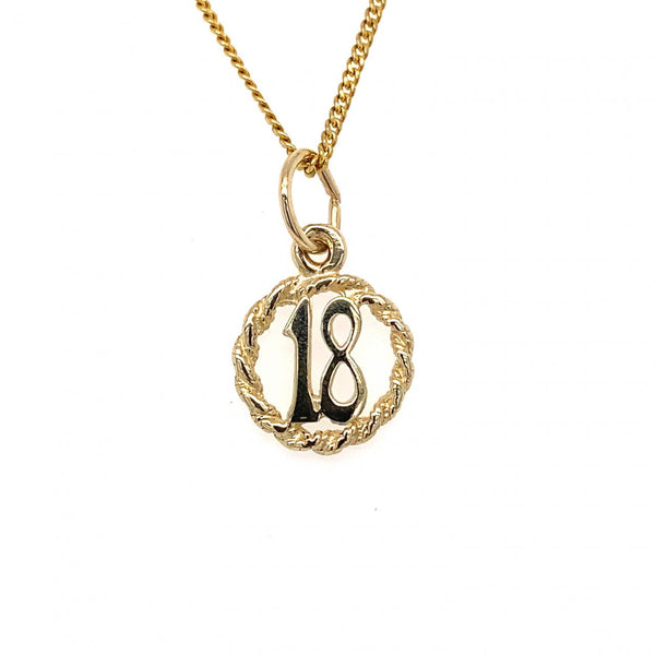 9ct Yellow Gold Number 18 Charm
