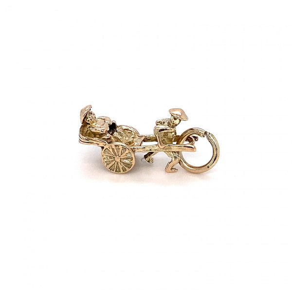 9ct Yellow Gold Wagon Pulled By Man Charm