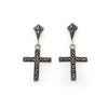 Sterling Silver Marcasite Cross Drop Earrings