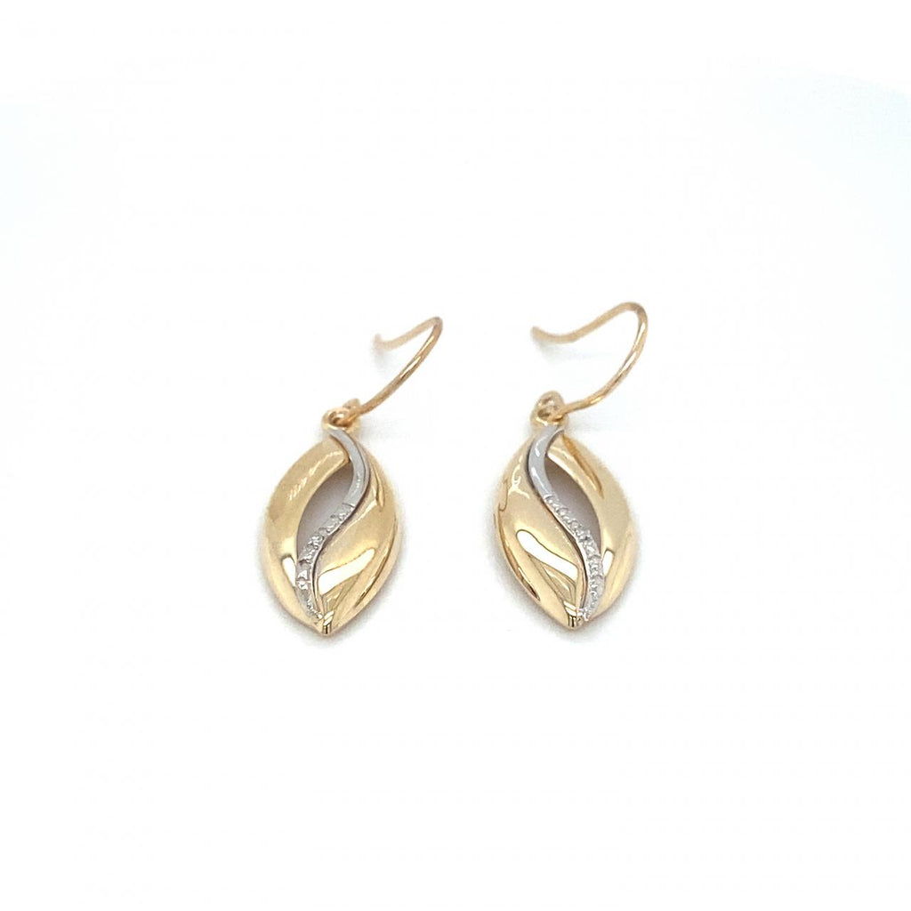 2tone Diamond Drop Hook Earrings