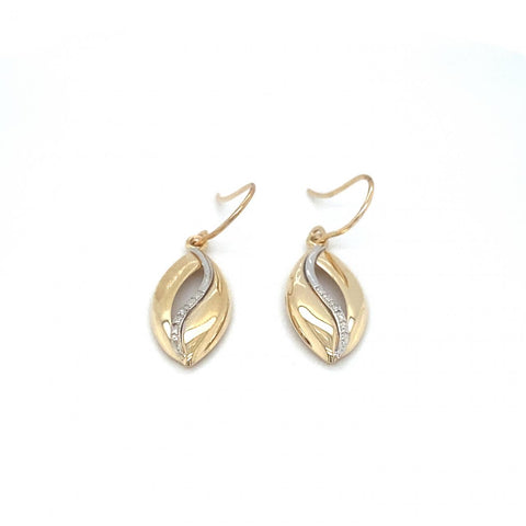 2tone Diamond Drop Hook Earrings