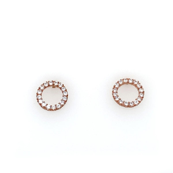  	9ct Rose Gold Circular Cubic Zirconia Stud Earrings