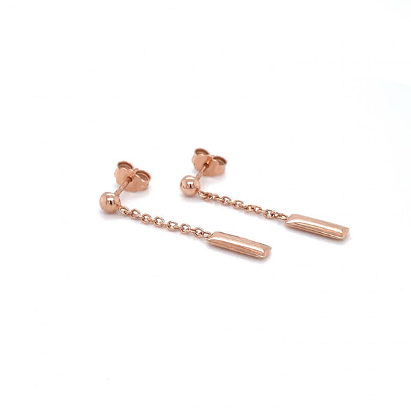 9ct Rose Gold Delicate Stud Drop Earring