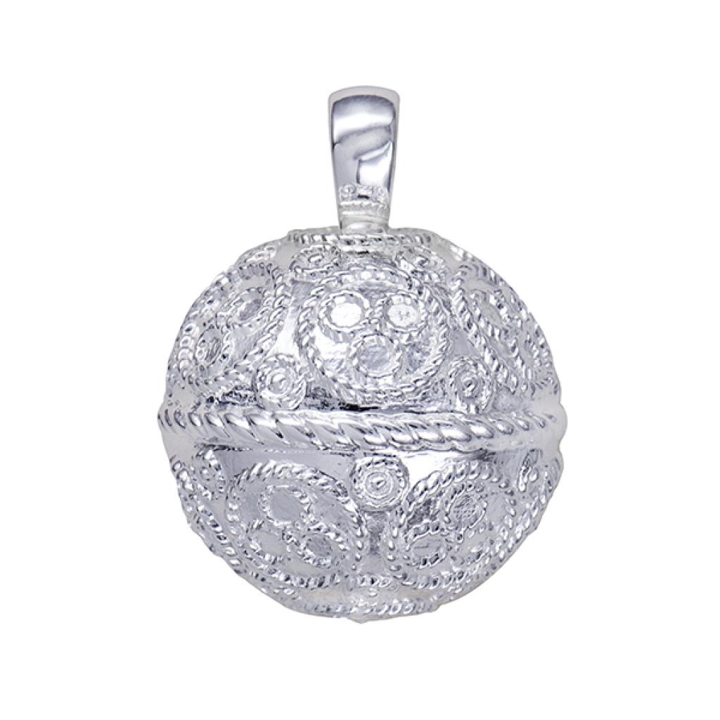 Sterling Silver Lace Pattern Ball Pendant