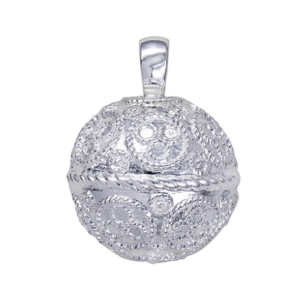 Sterling Silver Lace Pattern Ball Pendant