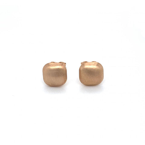 9ct Rose Gold Brushed Finish Square Stud Earrings