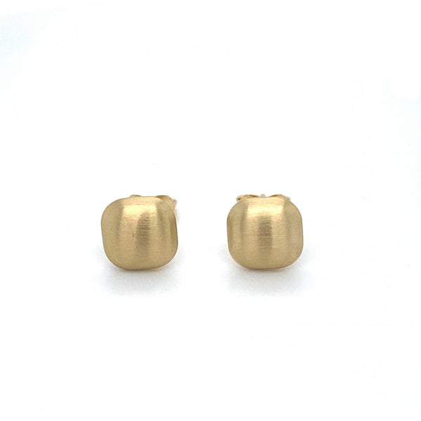 9ct Yellow Gold Brushed Finish Square Stud Earrings