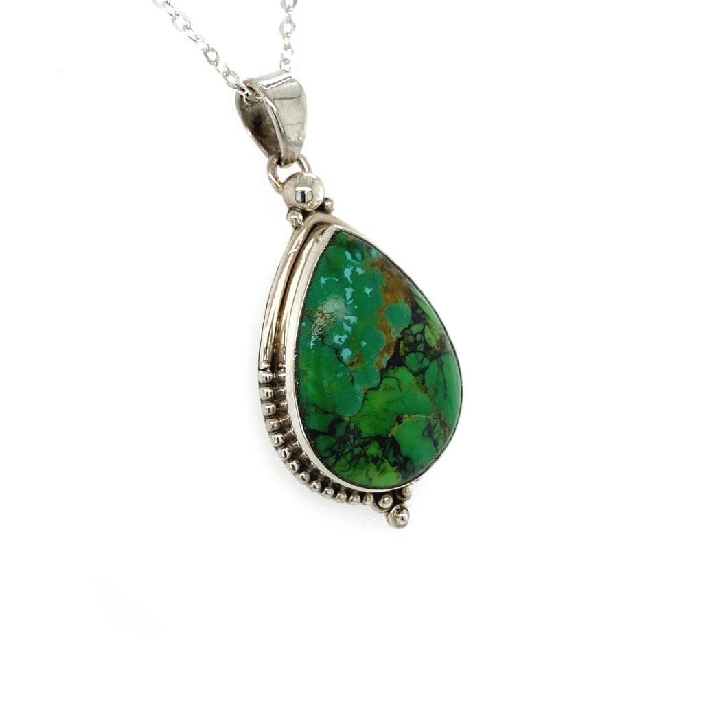 Sterling Silver Green Mohave Turquoise Pendant