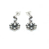 Sterling Silver Marcasite Seed Pearl Flower Drop Earrings