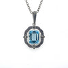 Sterling Silver Marcasite Blue Topaz Pendant And Chain Set
