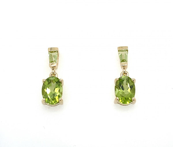 9ct Yellow Gold Peridot Drop Earrings