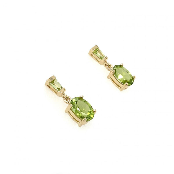 9ct Yellow Gold Peridot Drop Earrings