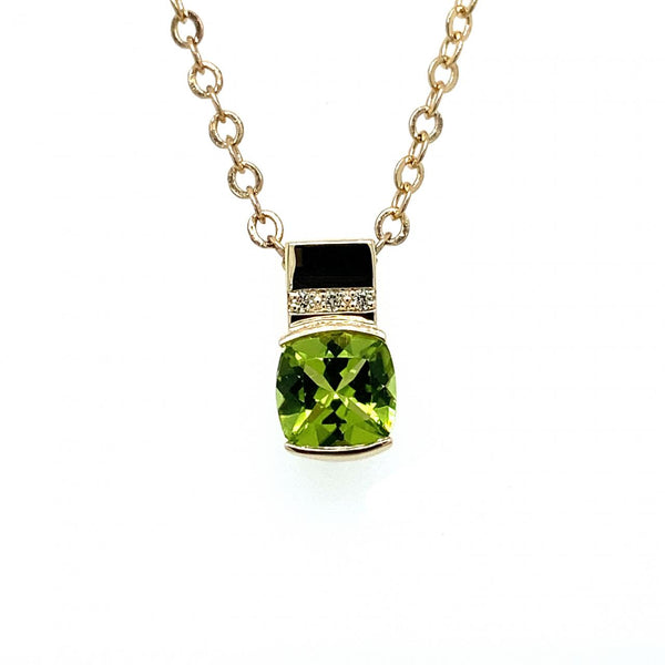 9ct Yellow Gold Peridot And Diamond Pendant