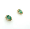 9ct Yellow Gold Emerald And Diamond Stud Earrings