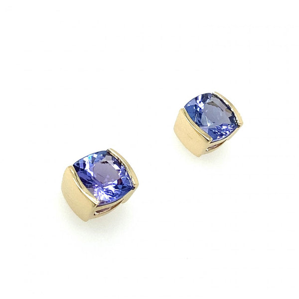 9ct Yellow Gold Tanzanite Stud Earrings