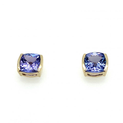 9ct Yellow Gold Tanzanite Stud Earrings
