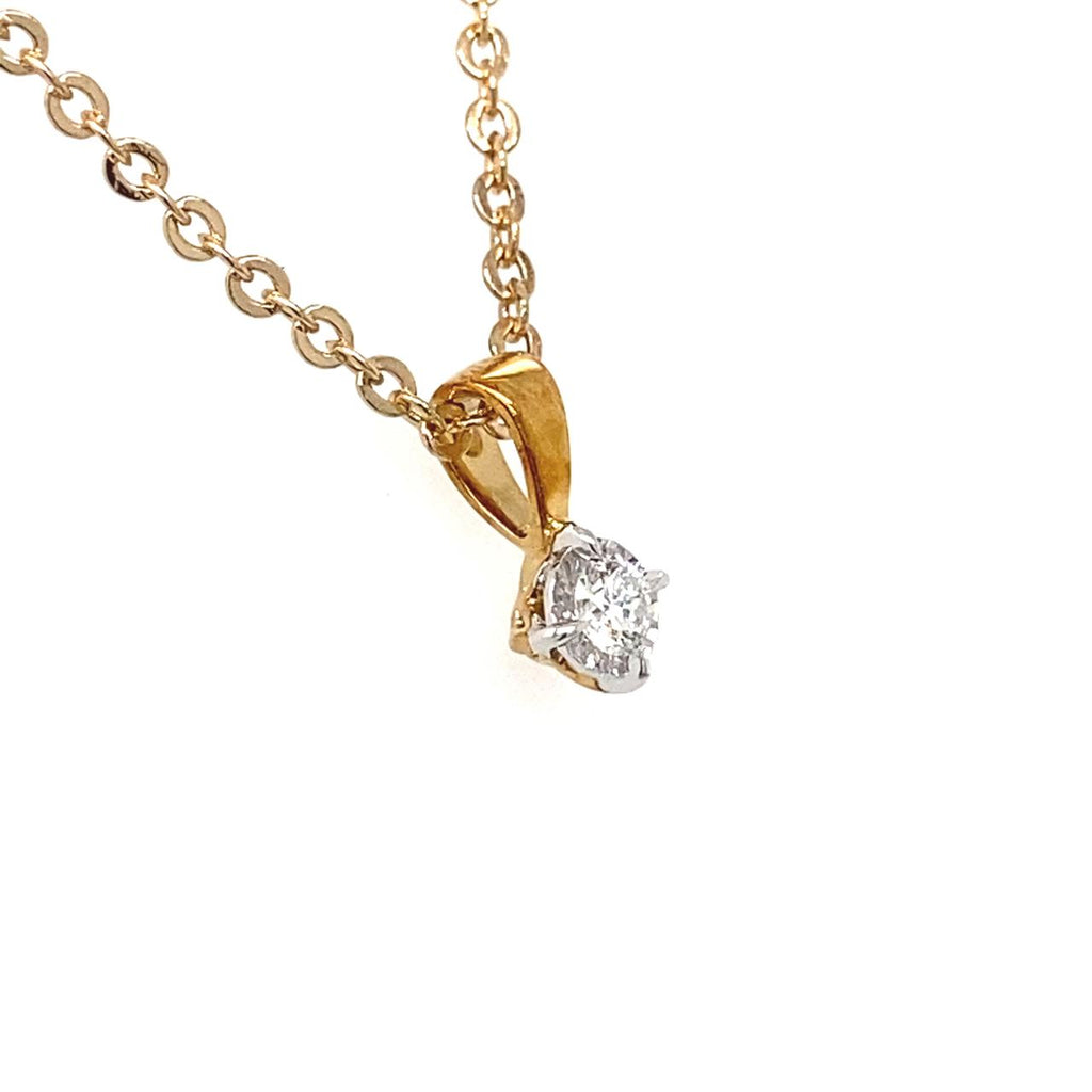  	9ct Yellow Gold Diamond Solitaire Pendant