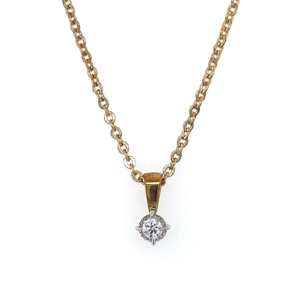 9ct Yellow Gold Diamond Solitaire Pendant
