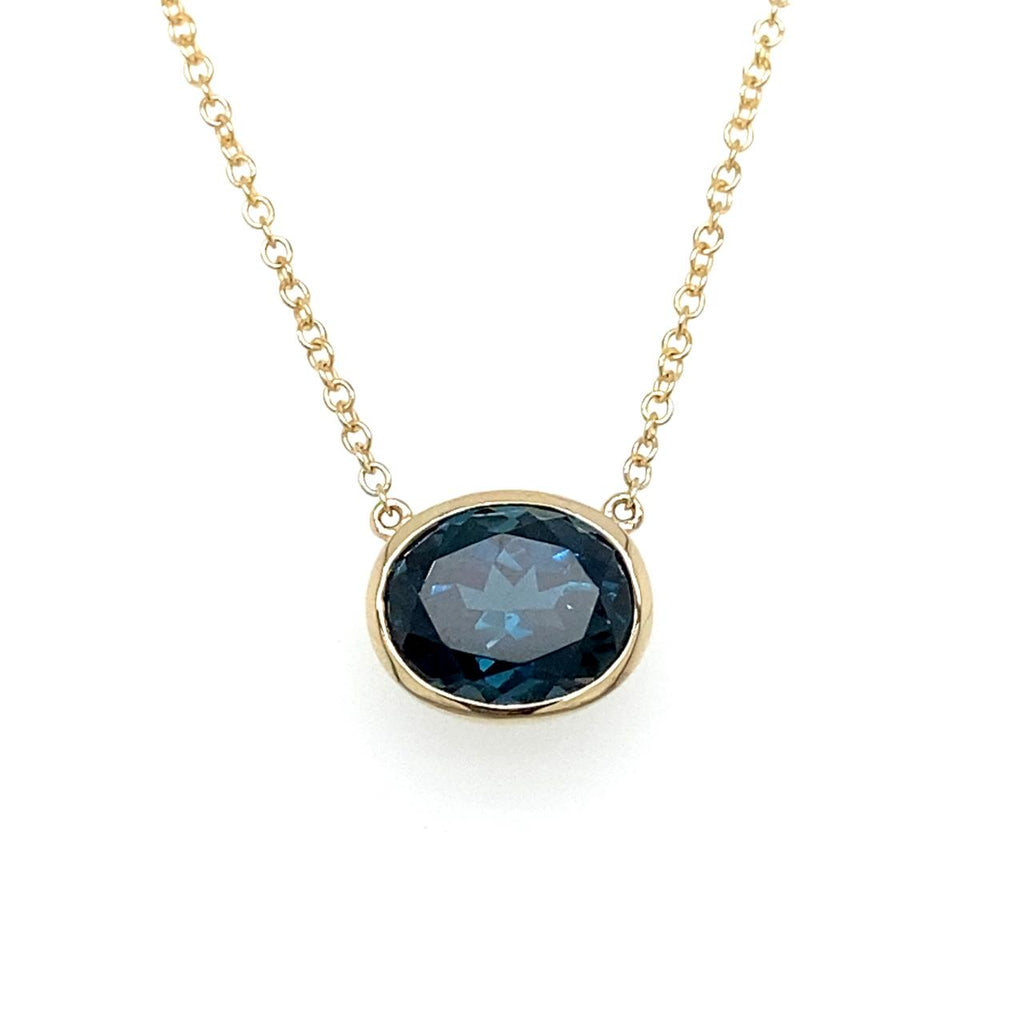 9ct Yellow Gold London Blue Topaz Necklace