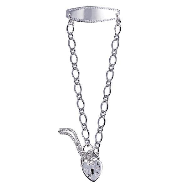 Sterling silver baby ID bracelet with padlock 
