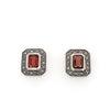 Sterling Silver Stud Garnet and Marcasites Earrings