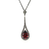 Sterling Silver Garnet And Marcasite Drop Necklace