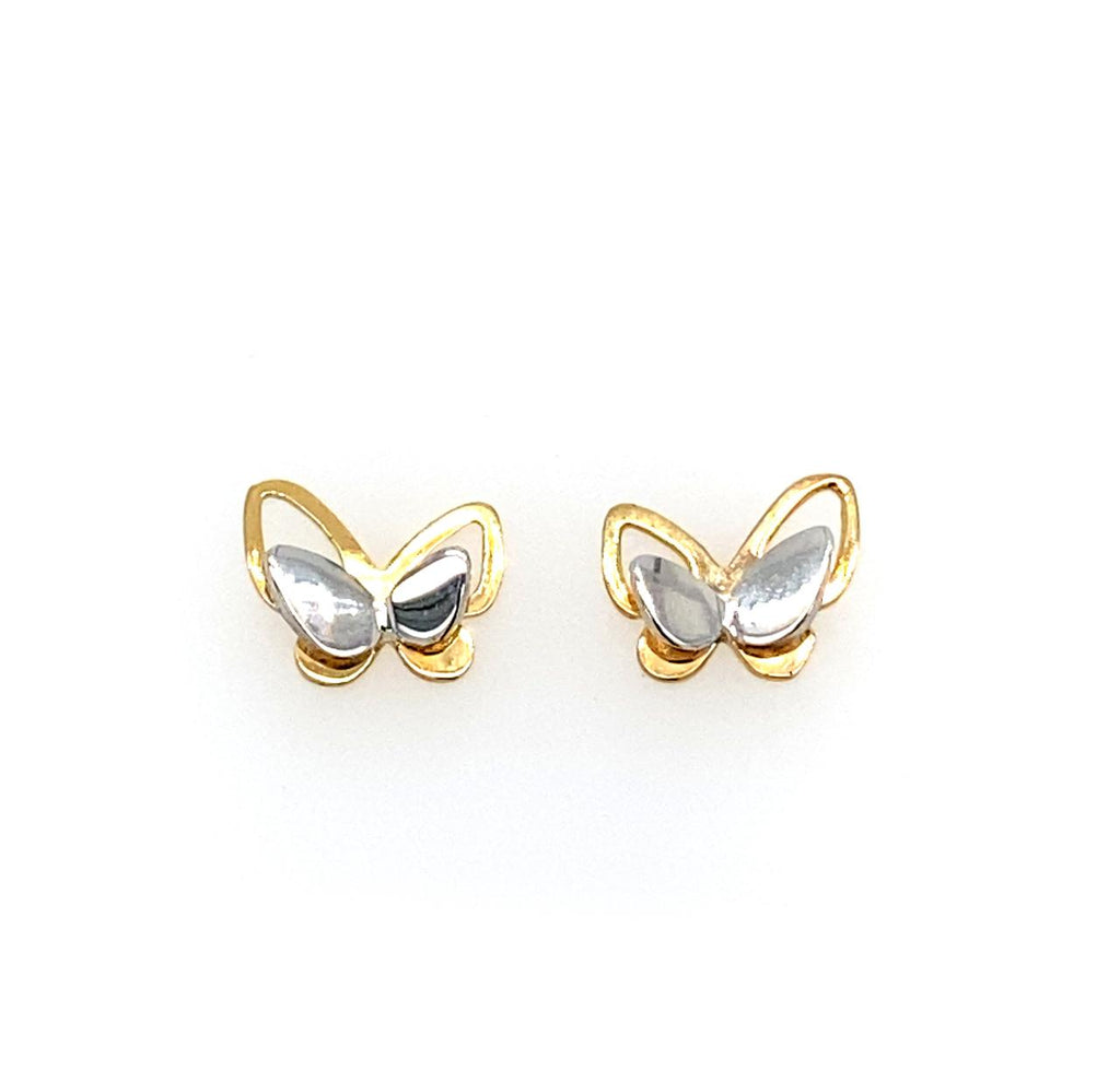  	9ct 2tone Butterfly Stud Earrings 