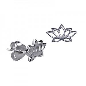 Sterling Silver Lotus Flower Stud Earrings