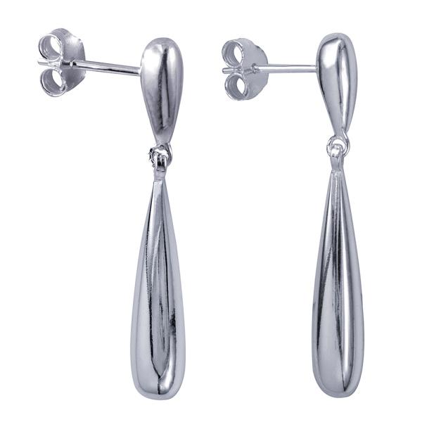 Sterling Silver Elongated Stud Drop Earrings