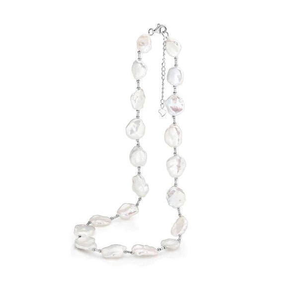  	Sterling Silver Keshi Freshwater Pearl Necklace