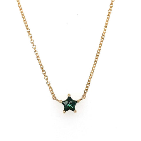 9ct Yellow Gold Teal Star Tourmaline Necklet