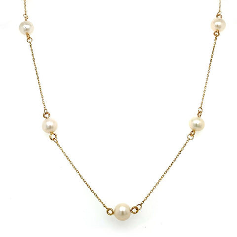 9ct Yellow Gold White Freshwater Pearl Necklace