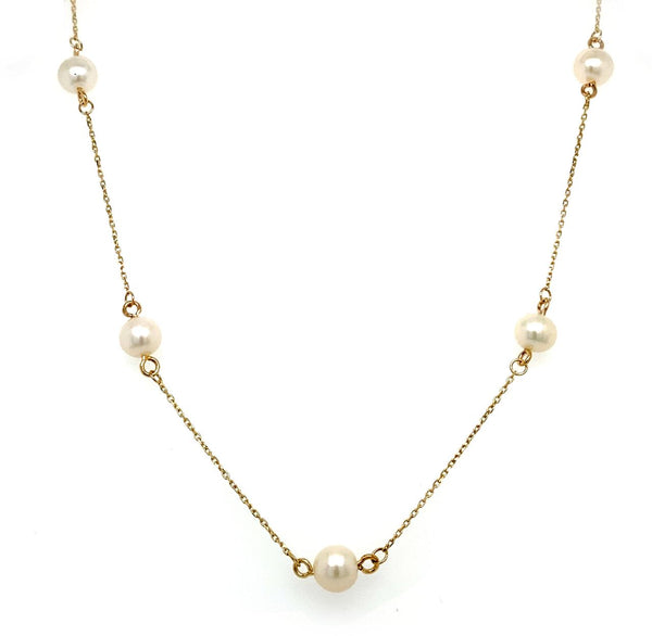 9ct Yellow Gold White Freshwater Pearl Necklace