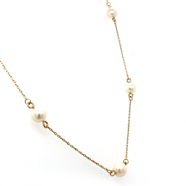 9ct Yellow Gold White Freshwater Pearl Necklace