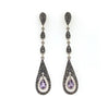 Sterling Silver Teardrop Marcasite and Amethyst Drop Earrings