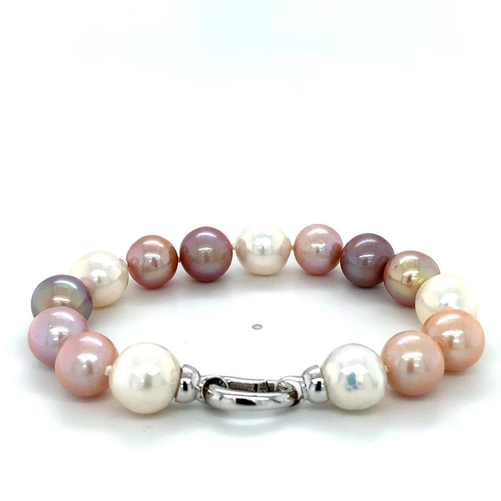 Multi colour White, Pink, Apricot Freshwater Pearl Bracelet 